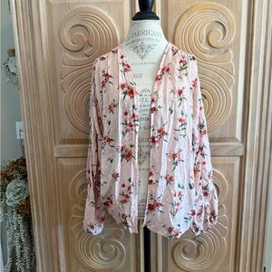 Anthropologie Andersen & Lauth Pink Floral Open Cardigan One Size